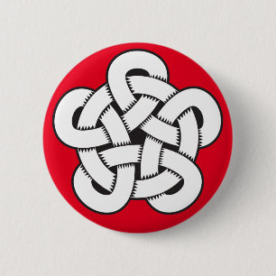 wodcut style quintuple knot pinback button