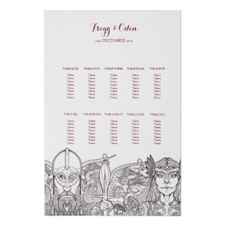 Woden & Fríge Table Plan (Large) Faux Canvas Print