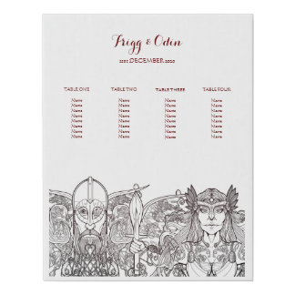 Woden & Fríge Table Plan (Small) Faux Canvas Print