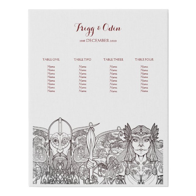 Woden & Fríge Table Plan (Small) Faux Canvas Print (Front)