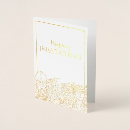 Woden  Frge Wedding Invitation Foil Card