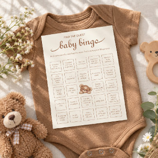 Wodland Bear find the guest baby bingo game