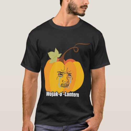 Wojak Halloween Meme Pumpkin Crying Soyjak Wojack  T_Shirt