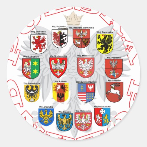 Wojewodztwa Polski Classic Round Sticker