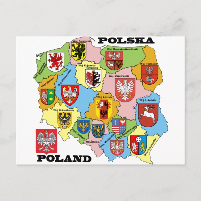 Wojewodztwa Polski_mapa Postcard (Front)