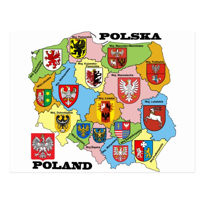 Wojewodztwa Polski_mapa Postcard | Zazzle