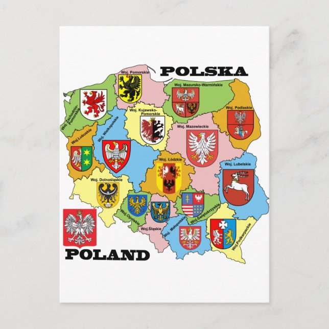 Wojewodztwa Polski_mapa Postcard (Front)