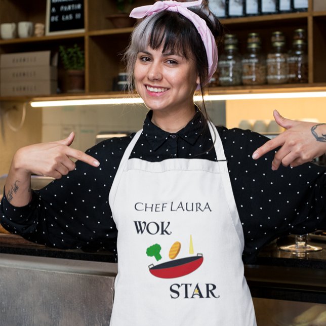 Wok Star Veggie Chef Personalized Adult Apron (Creator Uploaded)
