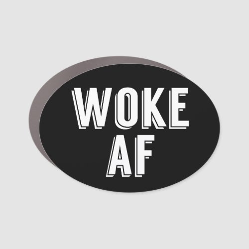 Woke AF Black Car Magnet