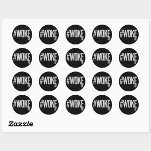 WOKE AF Distressed Hashtag Type Justice Classic Round Sticker