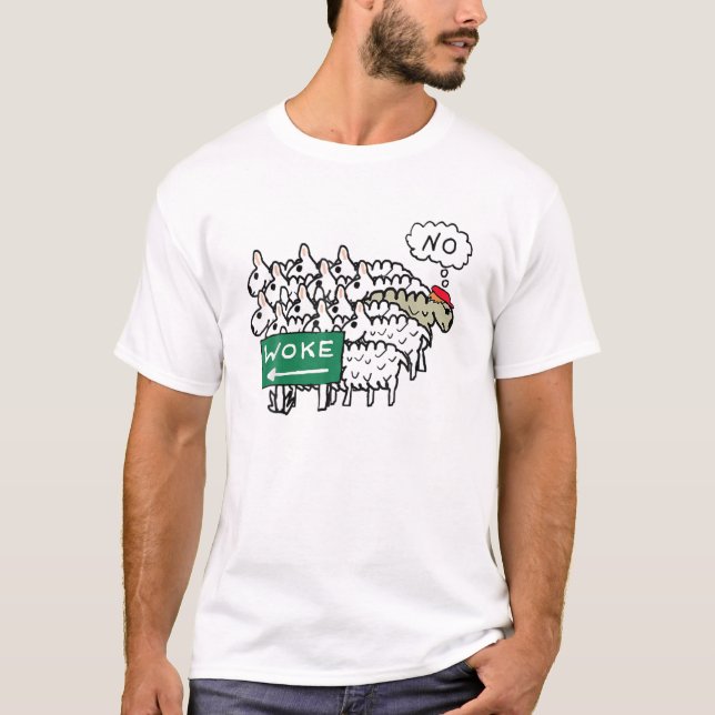 Woke Joe Biden Humor Funny Sheep Trump T-Shirt (Front)