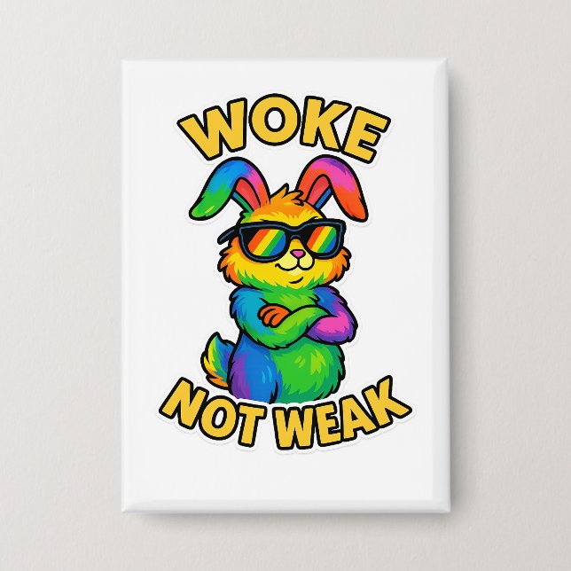 Woke Not Weak Bunny Button (Front)