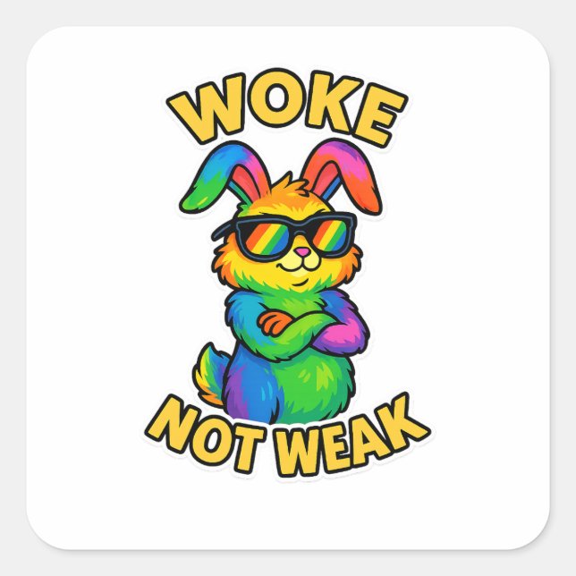 Woke Not Weak Bunny Square Sticker (Front)
