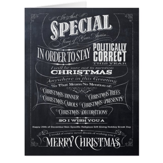 Woke Politically Correct Chalkboard Christmas - I Cards (Front)