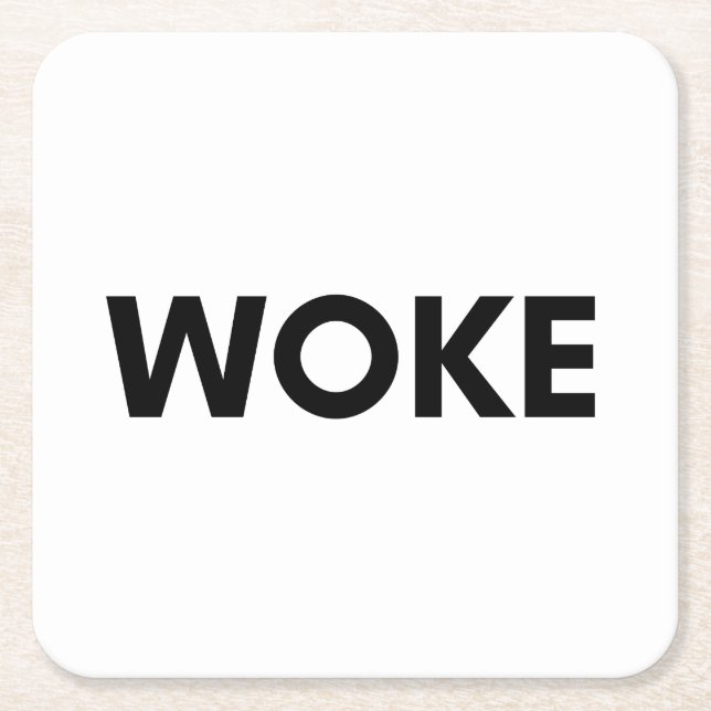 woke square paper coaster (Front)