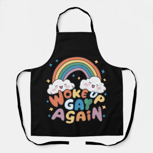 Woke Up Gay Again LGBT Pride Month Groovy Apron Woke Up Gay Again LGBT Pride Month Groovy Apron