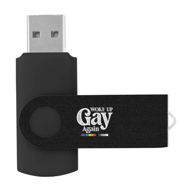 Woke Up Gay Again Support LGBT Pride Flash Drive (Opened)