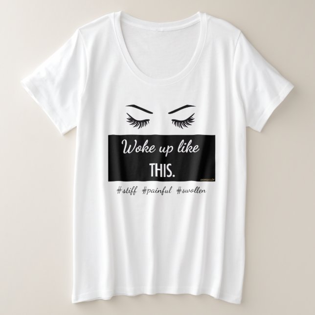 Woke Up Like This eyelashes Ladies plus size vneck T-Shirt (Design Front)