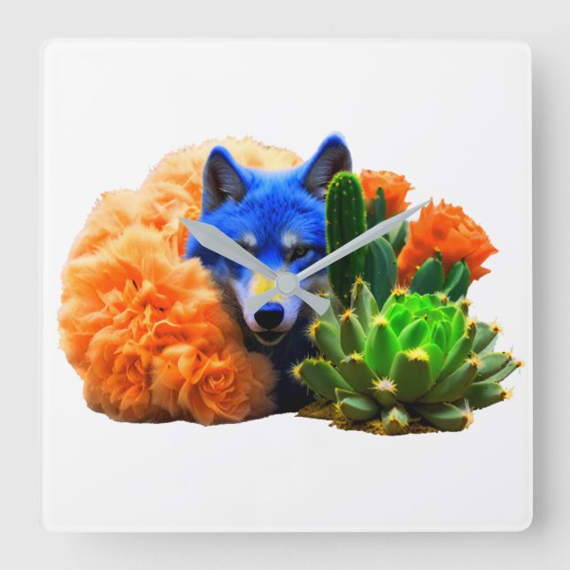 Wolf22: Square Wall Clock (Front)