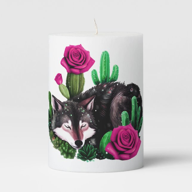 Wolf24: Pillar Candle (Front)