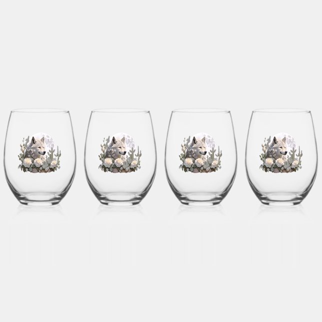 Wolf32: Stemless Wine Glass (Front)
