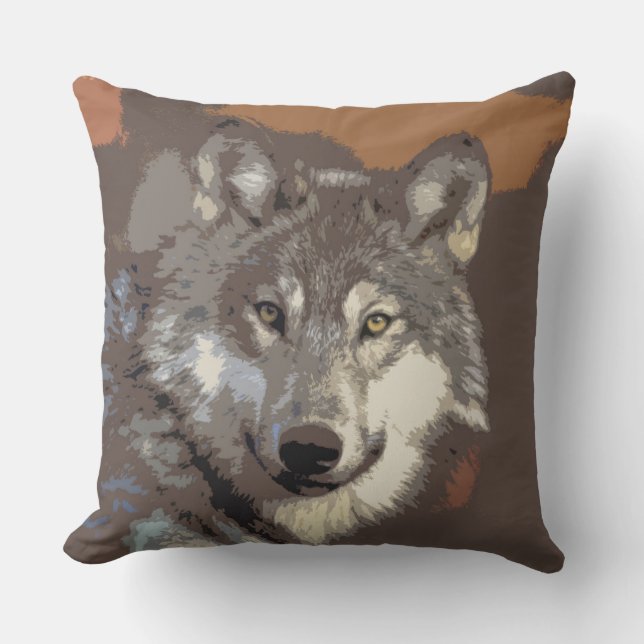 Wolf 026 throw pillow (Front)
