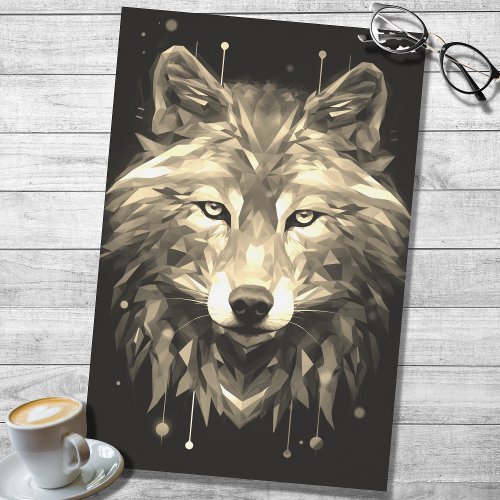 Wolf Abstract Faceted Sepia Decoupage Paper
