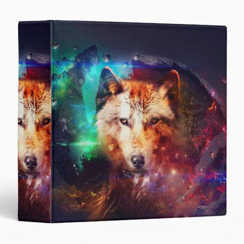 Wolf abstract painting 3 ring binder