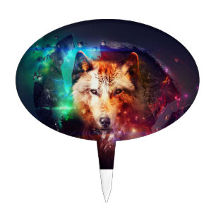 Wolf abstract painting cake topper