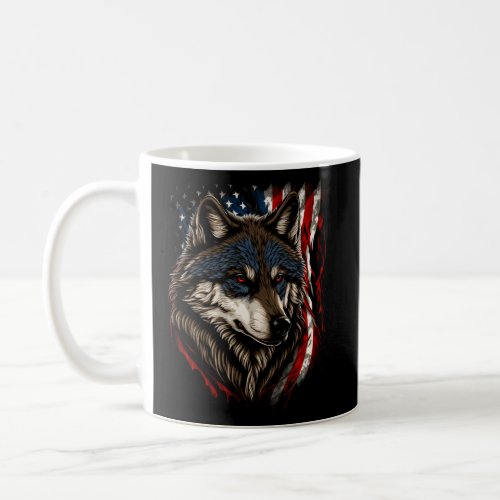 Wolf American Flag Usa 4Th Of July Patriotic Wolf  Coffee Mug