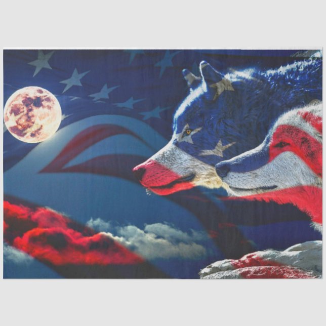 Wolf American Pride of Flag Tissue Paper (Front)