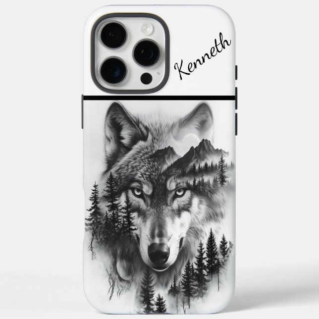 Wolf amid mountains and forest Case-Mate iPhone case (Back)