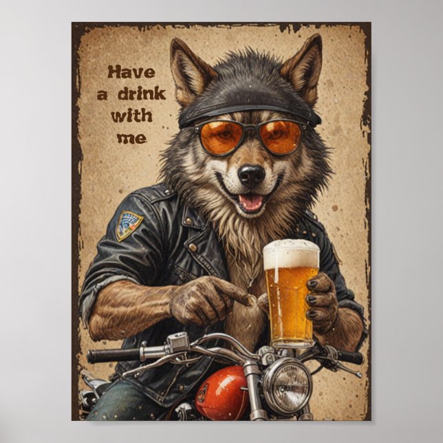 Wolf and beer poster (Front)
