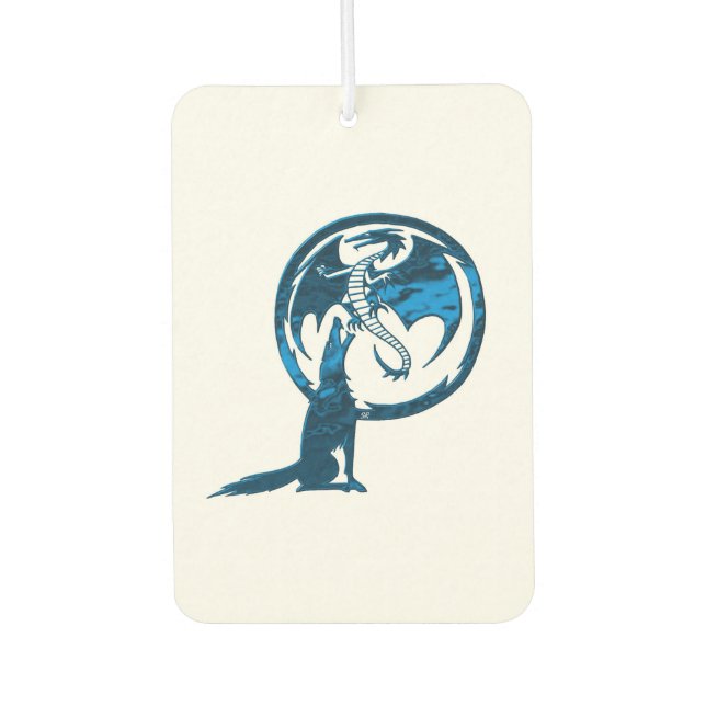Wolf and Dragon blue white car air freshener (Front)
