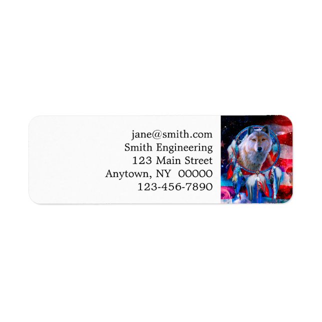 Wolf and Dreamcatcher in american flag painting Label (Front)