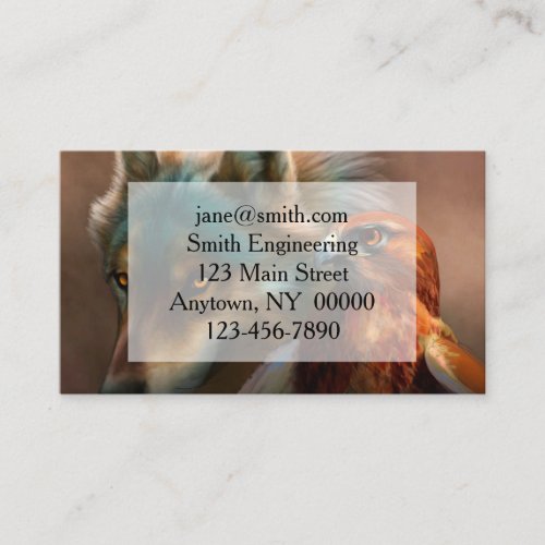 Wolf and eagle painting business card