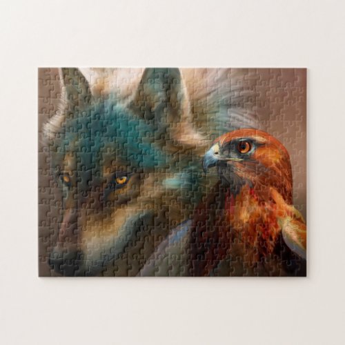 Wolf and eagle painting jigsaw puzzle