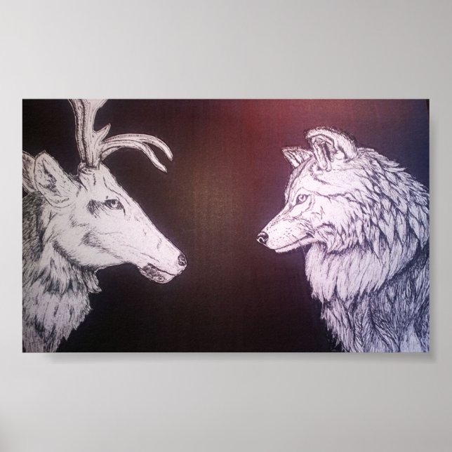 Wolf and Elk Poster (Front)