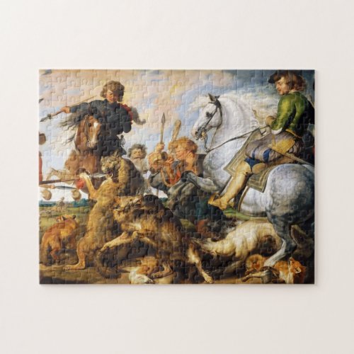 Wolf and Fox hunt Peter Paul Rubens masterpiece Jigsaw Puzzle