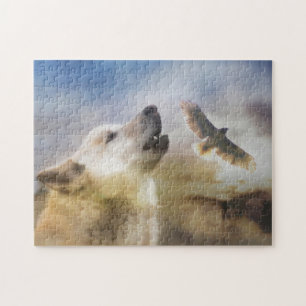 Wolf and Hawk Native American Inspired Jigsaw Puzz Puzzle