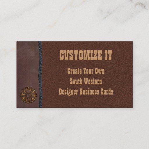 Customizable Wolf and Leather Western Business Cards