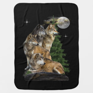 Wolf and Moon Baby Blanket