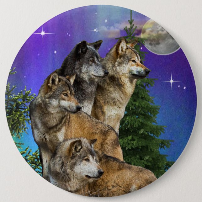 Wolf and Moon Button (Front)