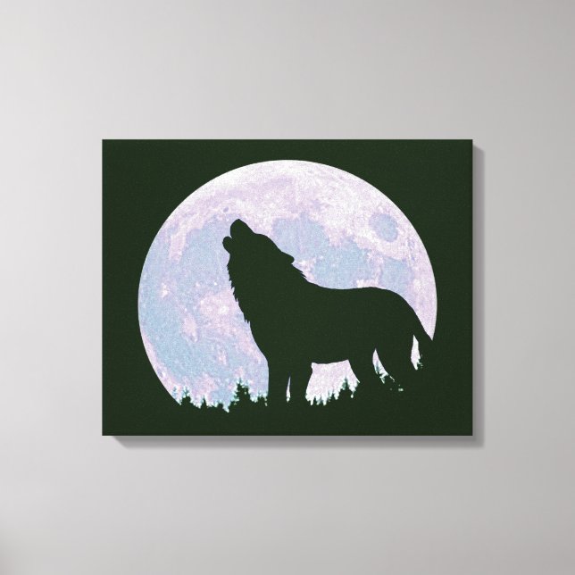 Wolf and moon canvas print (Front)