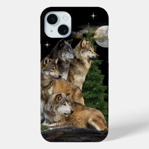 Wolf and Moon iPhone 15 Plus Case