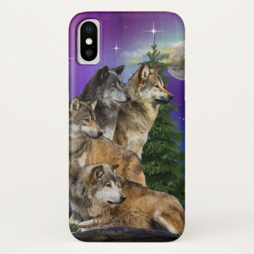 Wolf and Moon iPhone X Case