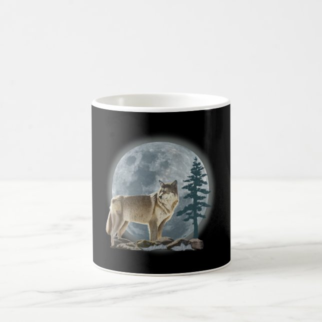 Wolf and moon design for coffee cup. mug (Center)