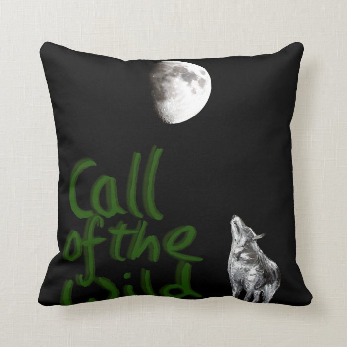 Wolf and Moon , fantasy art products Throw Pillows