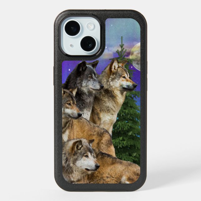 Wolf and Moon iPhone 15 Case (Back)