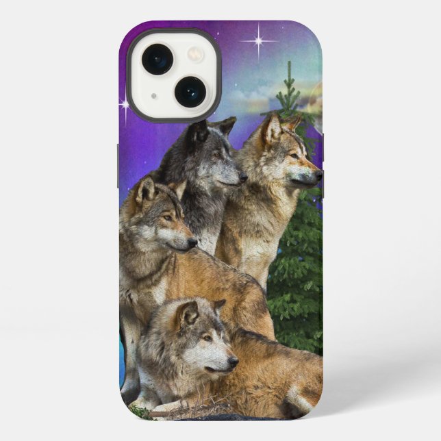 wolf and moon iphone case (Back)